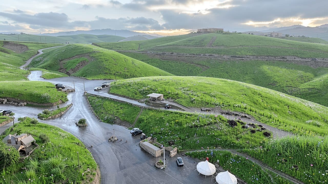 The same hills green after winter rain