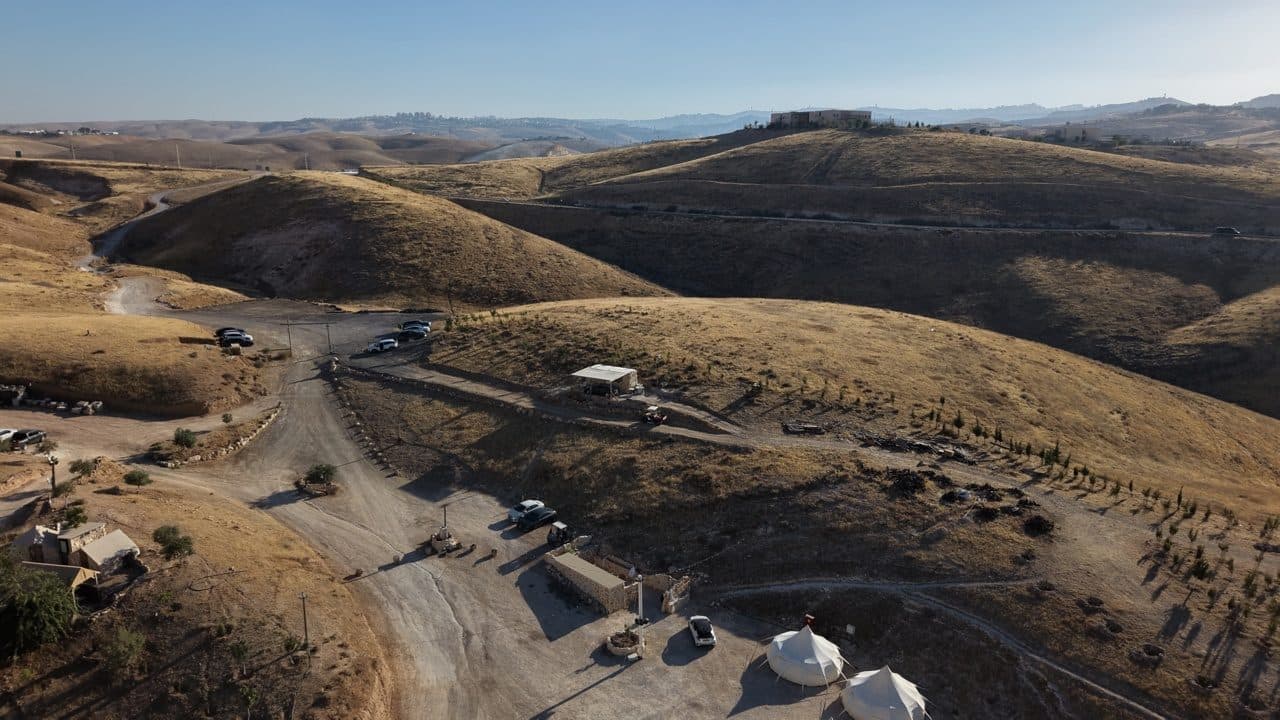 Dry desert hills from a drone in summer